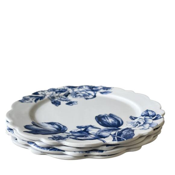 Rachel Ashwell Farmhouse Blue Floral Melamine Salad Plates 9in Set of 4 NEW - Picture 7 of 15